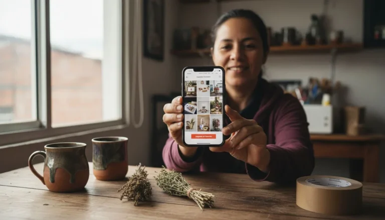 Cómo crear una tienda virtual en Colombia: emprendedora muestra su tienda online recién creada en el celular