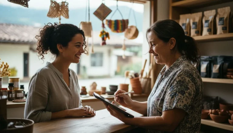 Negocio usando un CRM para registrar a un cliente que regresa