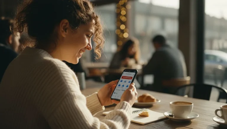 Emprendedor viendo en el celular los resultados de su pauta en Facebook