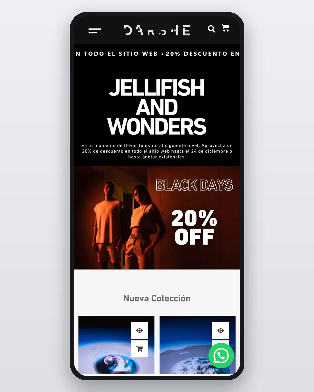 Mockup del sitio web Darshe - Digital Trendy 360