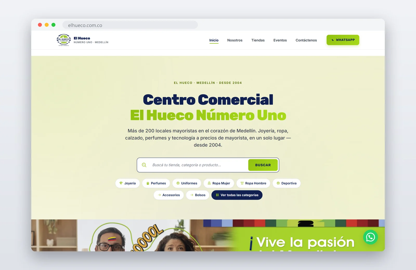 Centro Comercial El Hueco — sitio web por Digital Trendy 360