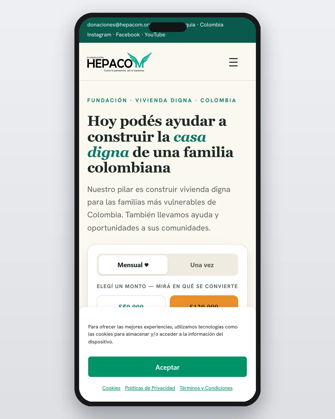 Mockup del sitio web Hepacom - Digital Trendy 360