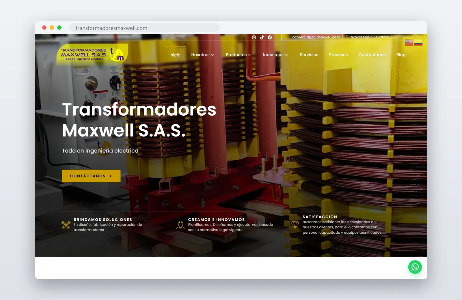 Sitio web de Transformadores Maxwell creado por Digital Trendy 360