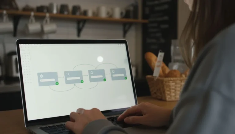 automatización de procesos: la pantalla muestra un flujo de pasos encadenados que se ejecutan solos
