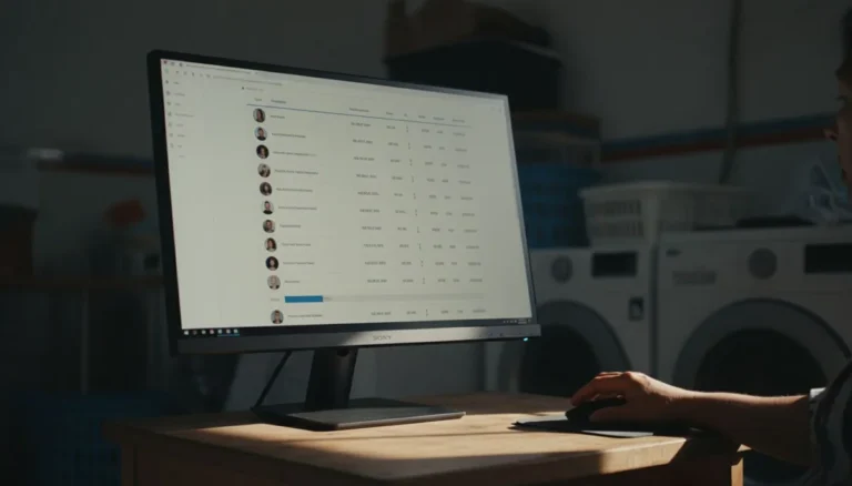 software de nómina: la pantalla del computador muestra la liquidación de los empleados con la foto de cada persona y los valores de su pago