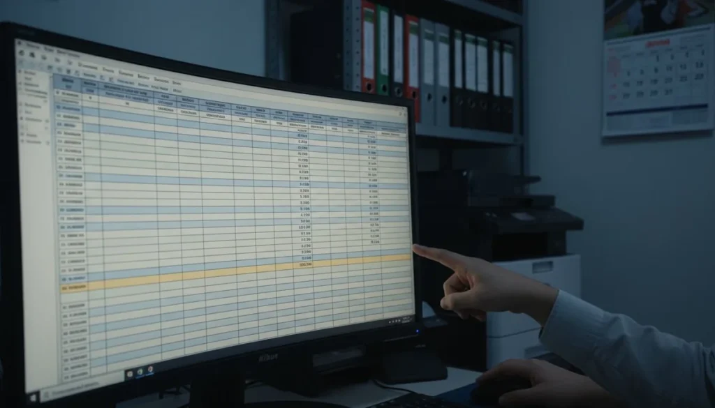 Helisa software contable: la pantalla del programa contable muestra el libro auxiliar con los códigos de cuenta y las columnas de débito y crédito, en la oficina de una firma contable