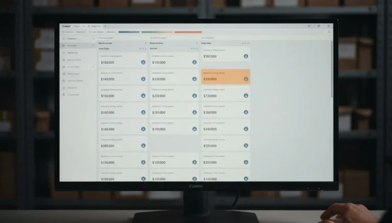 Zoho CRM: la pantalla del CRM muestra el embudo de ventas en columnas con las oportunidades, sus montos y una tarjeta resaltada pasando de etapa